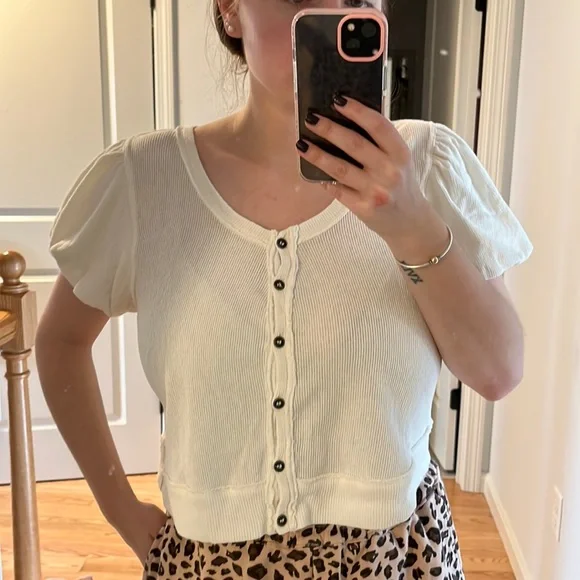 Free People Puff Sleeve Blouse - Picture 3 of 6